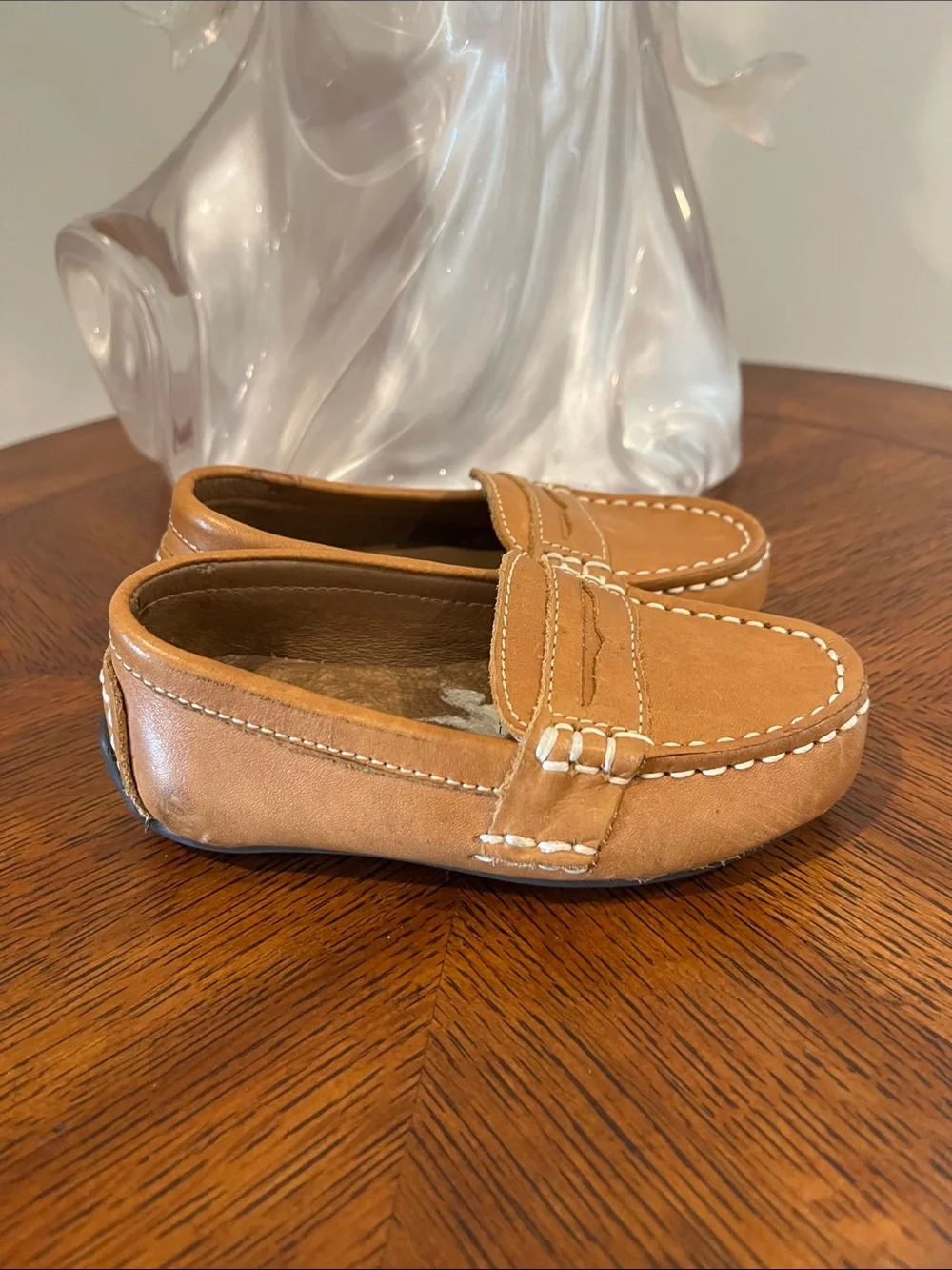 Polo Ralph Lauren Toddler Telly Tan Leather Penny Loafers size 4.5 Unisex